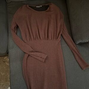 Prettylittlething brown sweater dress